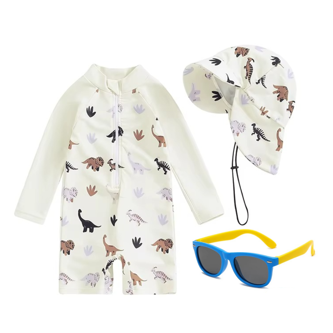 Kit Praia Óculos de Sol Infantis Flexíveis + Conjunto Proteção UV