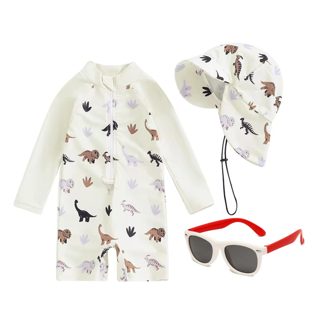 Kit Praia Óculos de Sol Infantis Flexíveis + Conjunto Proteção UV