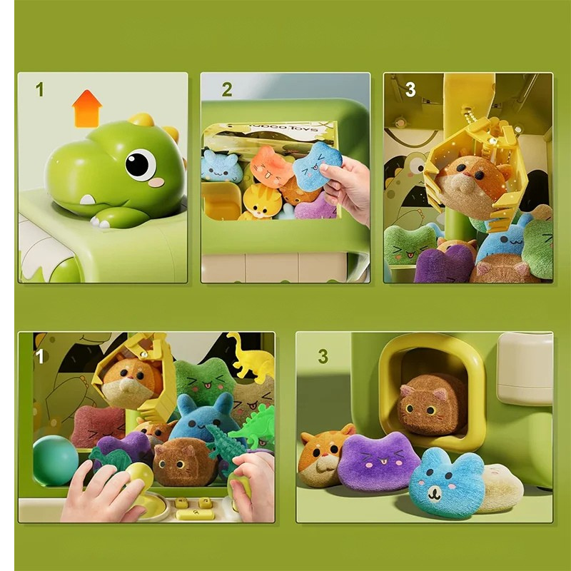 Máquina de Garras Dinossauro – Brinquedo Eletrônico com Música