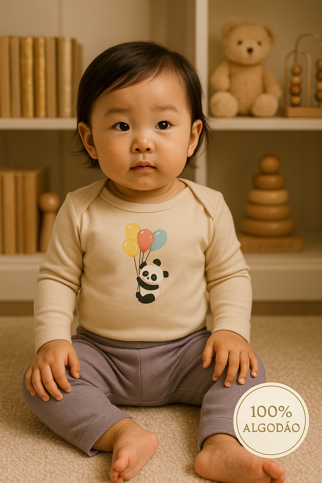 Conjunto Manga Longa - Panda dos Balões