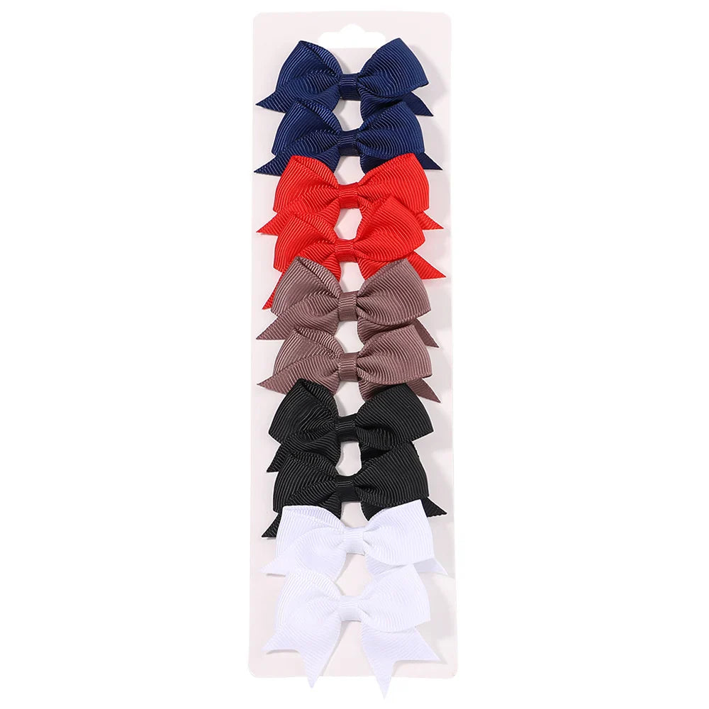 Conjunto 10 Laços de Cabelo Infantil – Presilhas com Fita de Cetim Colorida