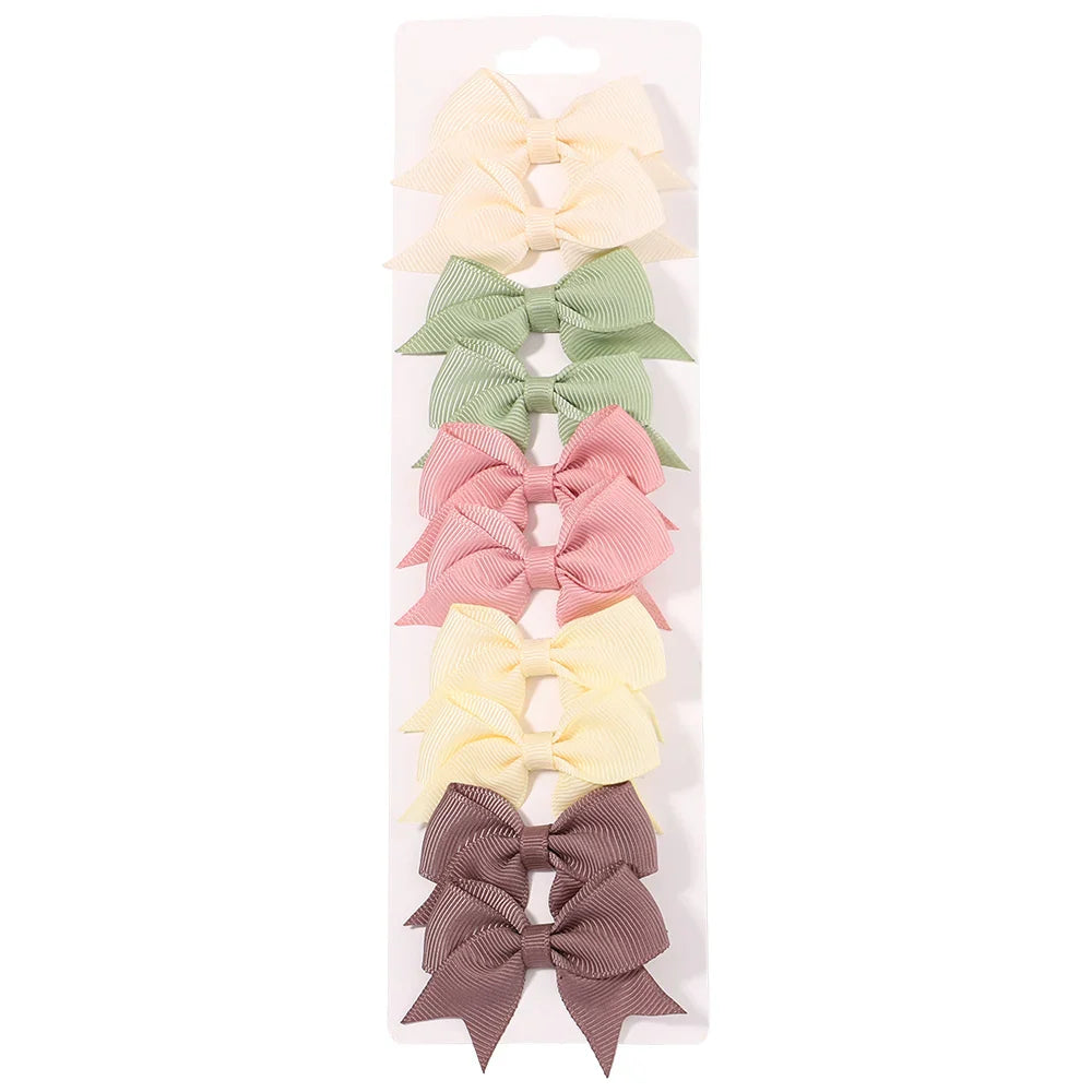 Conjunto 10 Laços de Cabelo Infantil – Presilhas com Fita de Cetim Colorida