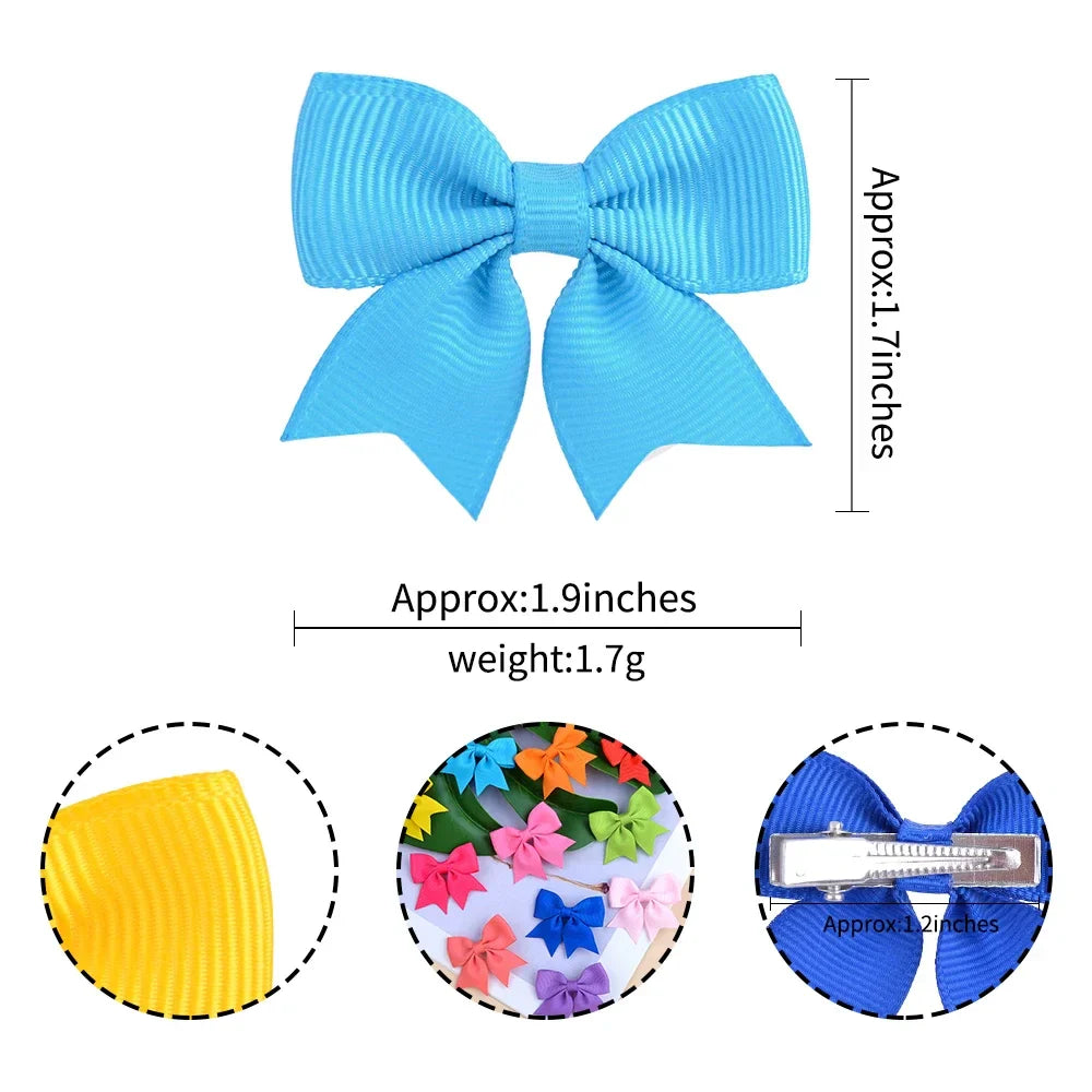 Conjunto 10 Laços de Cabelo Infantil – Presilhas com Fita de Cetim Colorida