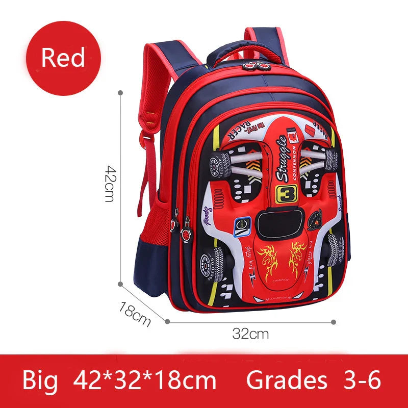 Mochila Infantil 3D Carro Impermeável – Leve e Resistente