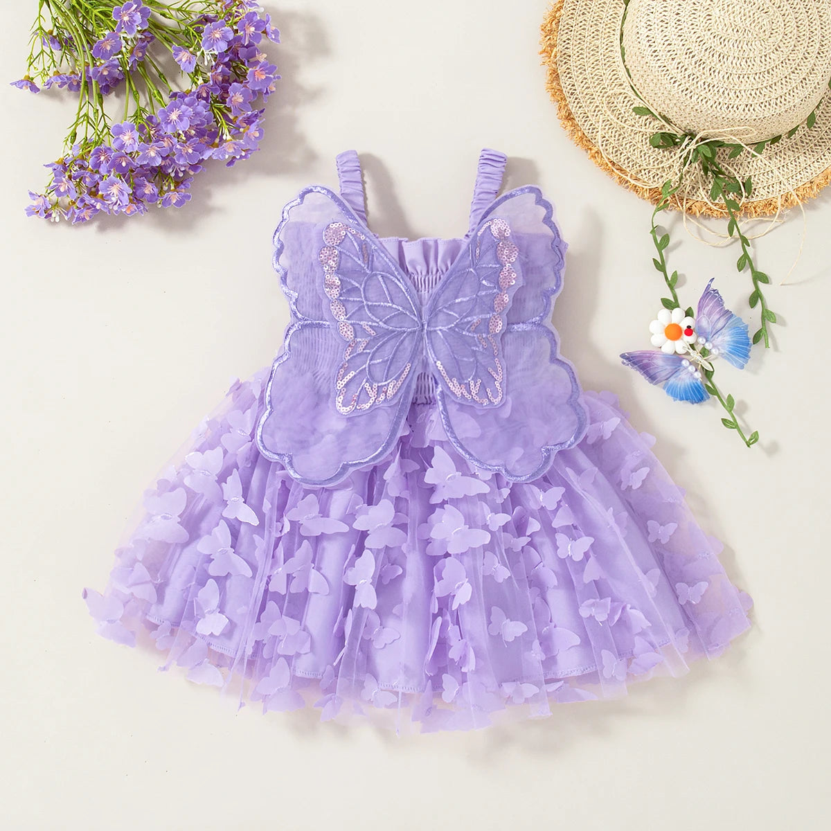Vestido Princesa Bebê com Asas de Borboleta