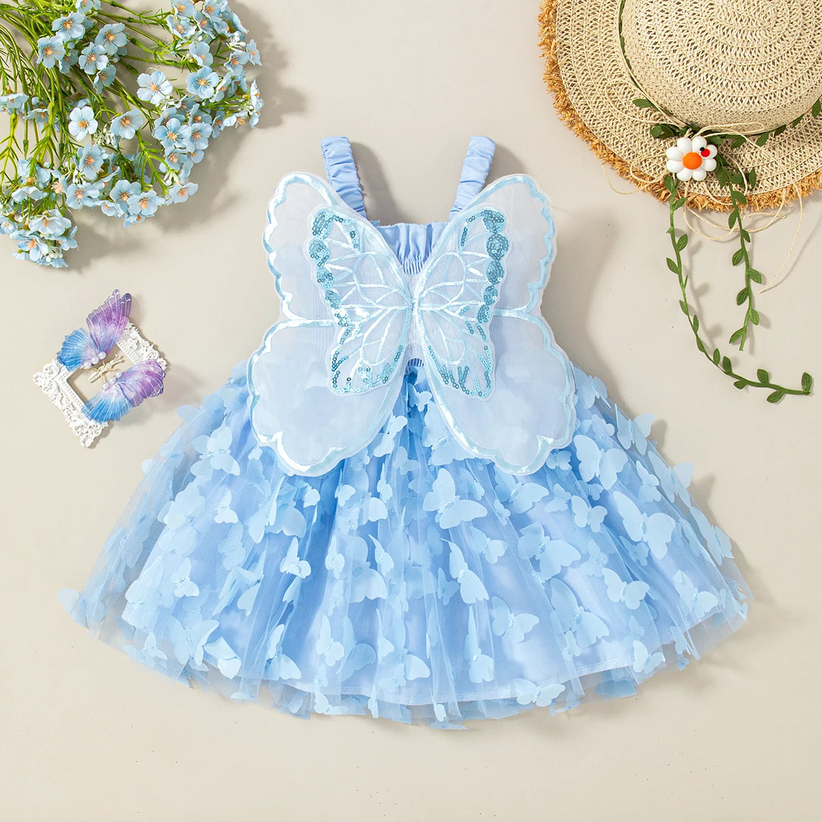 Vestido Princesa Bebê com Asas de Borboleta