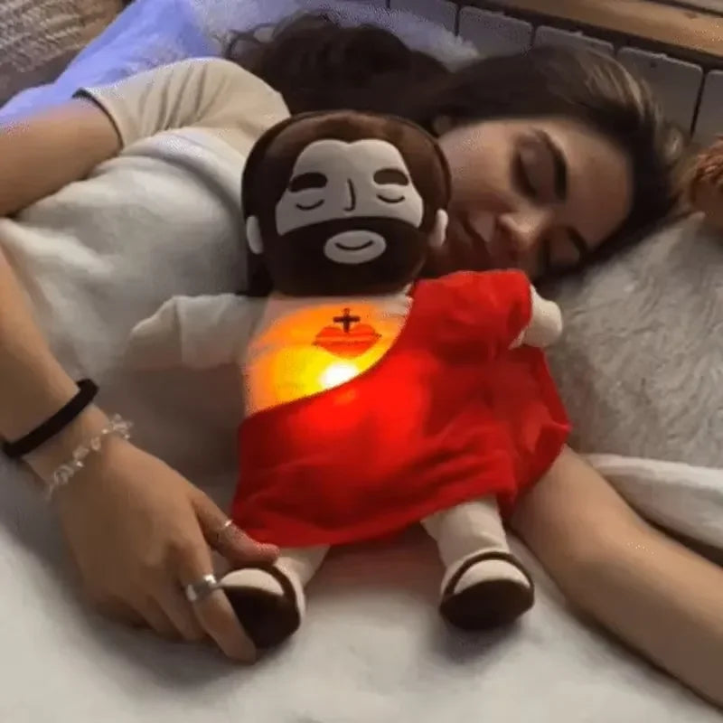 Boneco Interativo Jesus com Luz, Música e Respiração