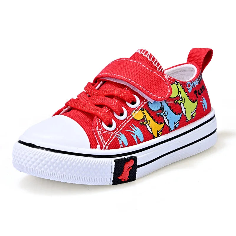 Tênis Infantil Dinossauro Preto – Casual Confortável com Velcro e Estampa Colorida