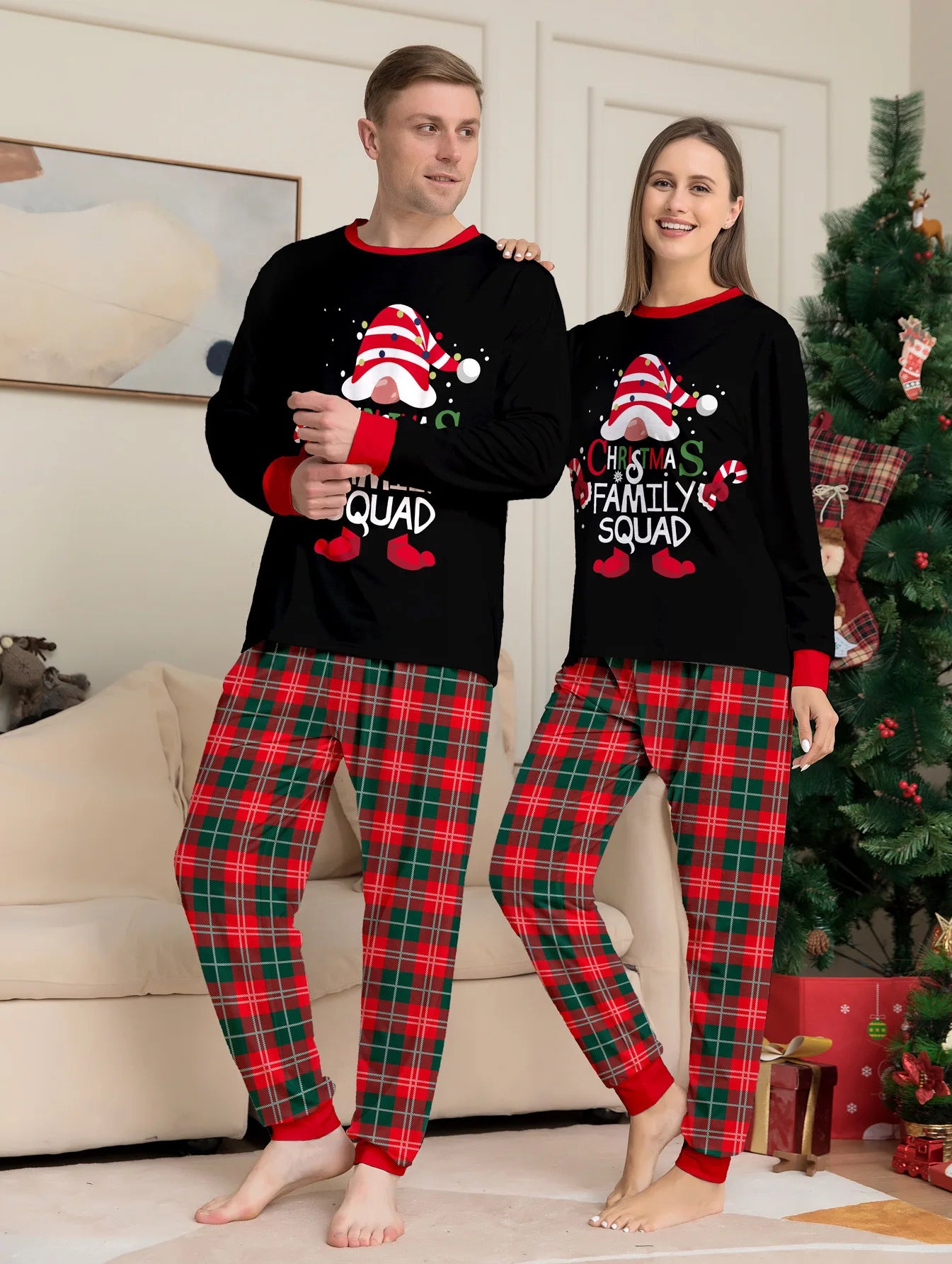 Conjunto Pijamas Família Natal – Papai, Mamãe, Filhos, Bebé e Pet