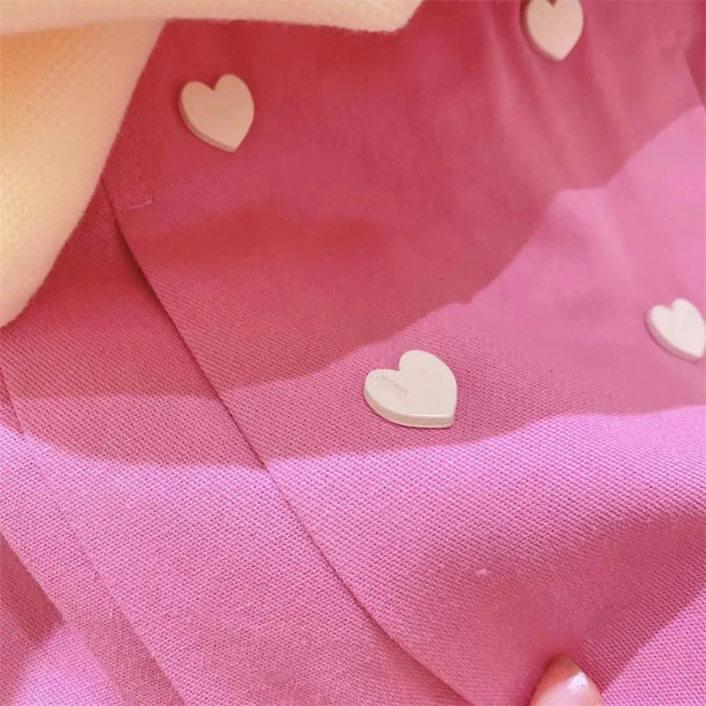 Conjunto Infantil Feminino Blusa Amarela e Saia Rosa com Corações – Charme e Delicadeza para as Pequenas