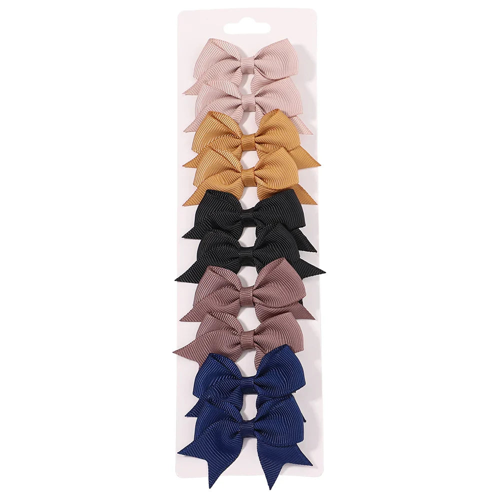 Conjunto 10 Laços de Cabelo Infantil – Presilhas com Fita de Cetim Colorida