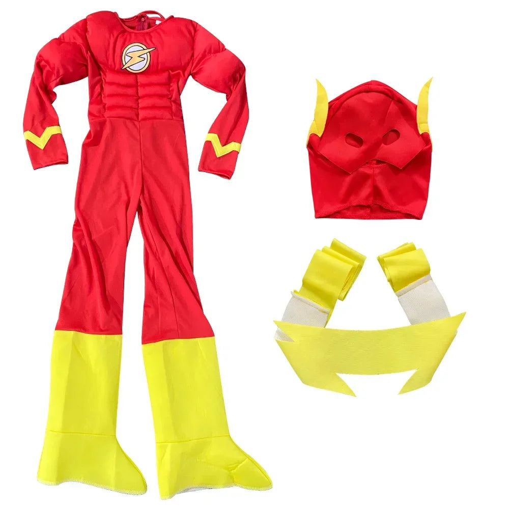 Fantasia Infantil Flash – Super-Herói com Máscara e Músculos