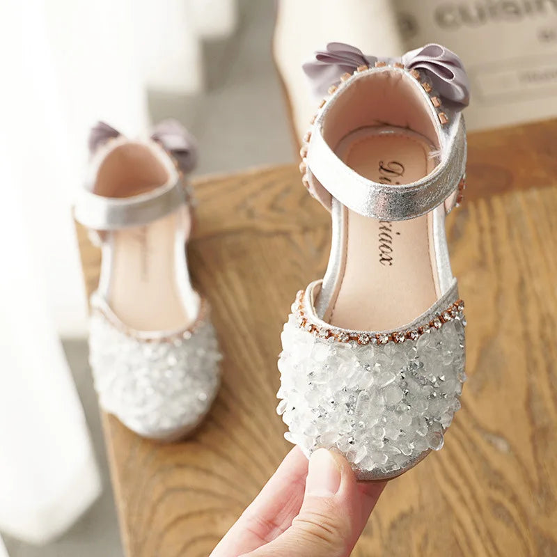 Sapatilha Infantil de Festa com Laço e Pedrarias – Sapato Elegante para Meninas