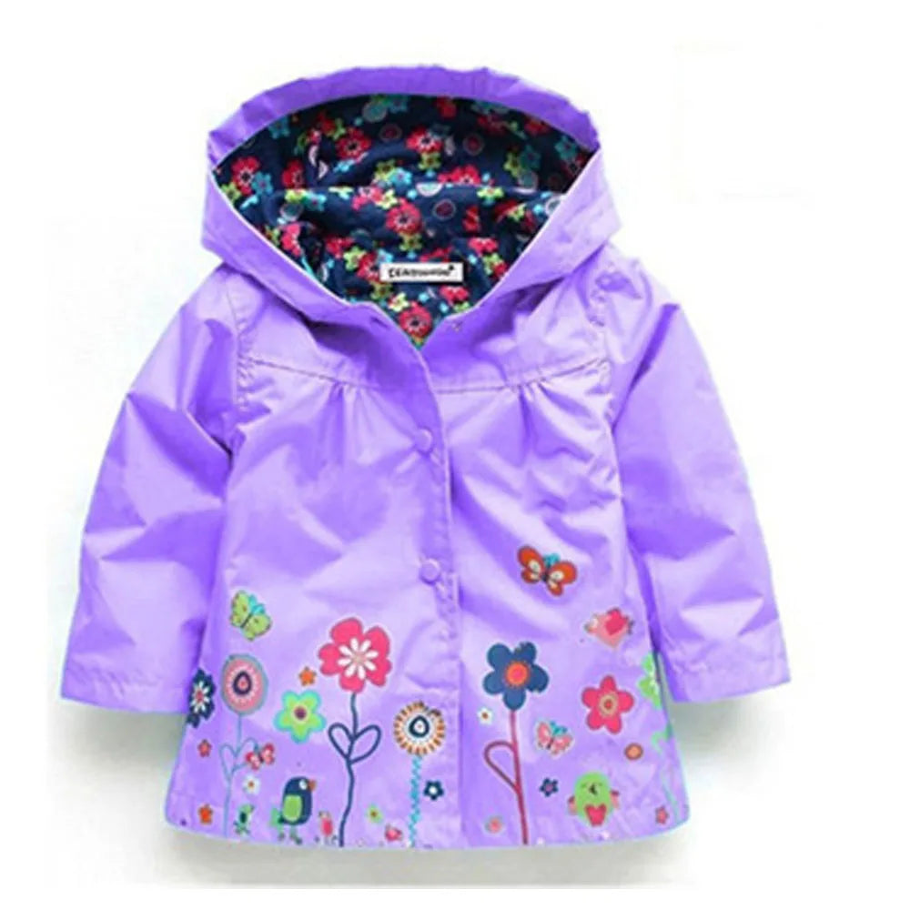 Capa de Chuva Infantil com Capuz – Jaqueta Impermeável Estampada para Meninas e Meninos