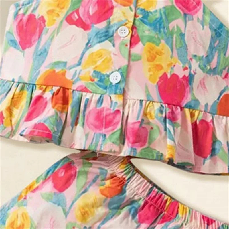 Conjunto Infantil Feminino Floral Colorido – Estilo Alegre e Conforto para Todas as Ocasiões