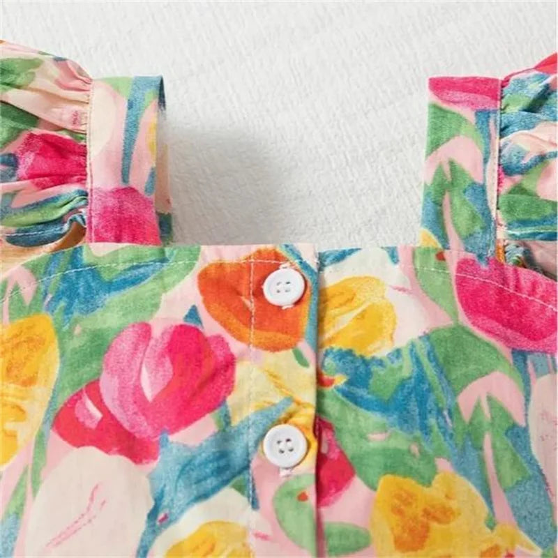 Conjunto Infantil Feminino Floral Colorido – Estilo Alegre e Conforto para Todas as Ocasiões