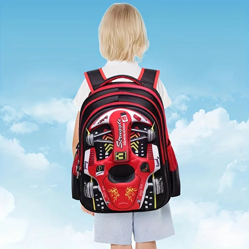 Mochila Infantil 3D Carro Impermeável – Leve e Resistente
