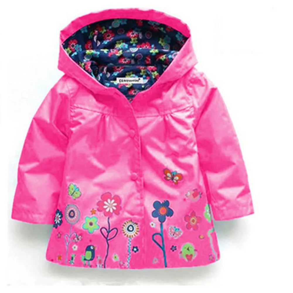 Capa de Chuva Infantil com Capuz – Jaqueta Impermeável Estampada para Meninas e Meninos