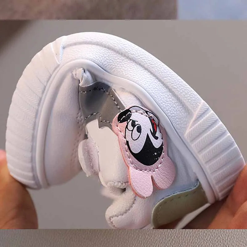 Tênis Infantil Mickey Branco – Sapato Casual Confortável com Velcro para Meninos e Meninas