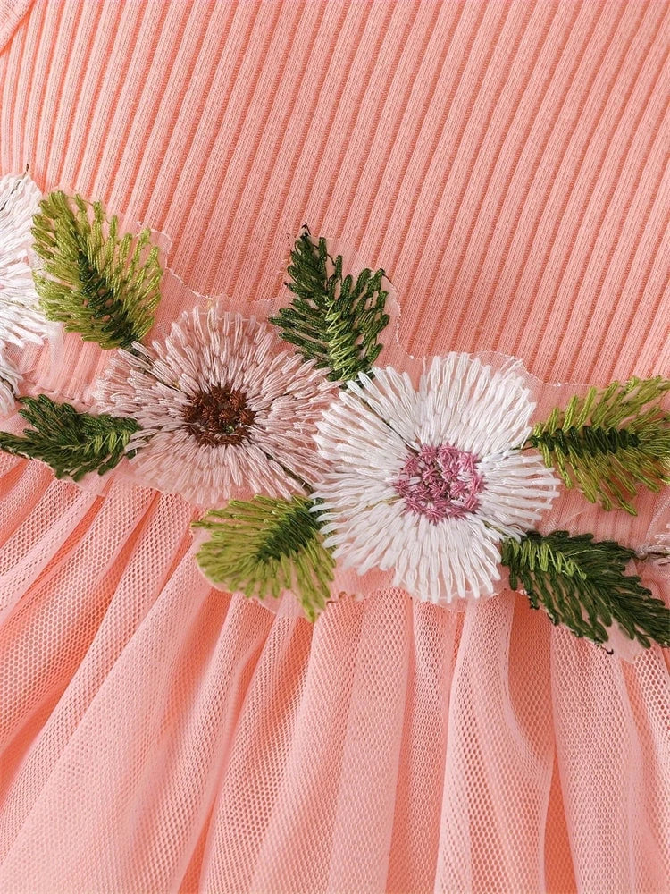 Vestido Infantil de Verão com Flor na Cintura – Conjunto com Bolero e Laço para Bebês