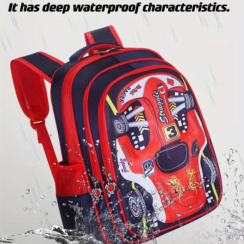 Mochila Infantil 3D Carro Impermeável – Leve e Resistente