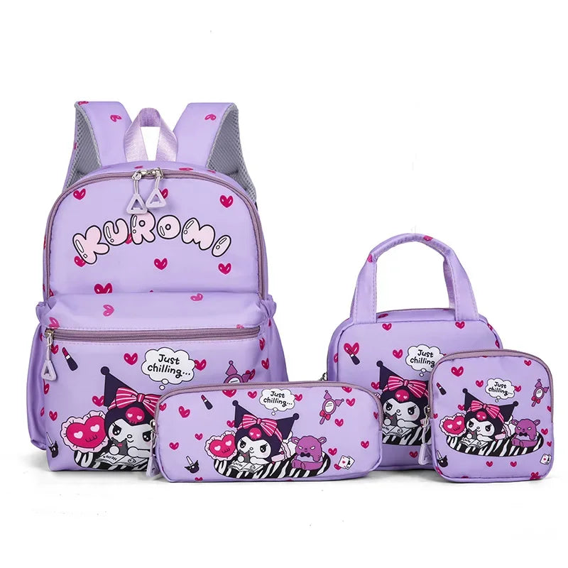 Kit Mochila Hello Kitty 4 Peças – Mochila Escolar, Lancheira, Estojo e Carteira