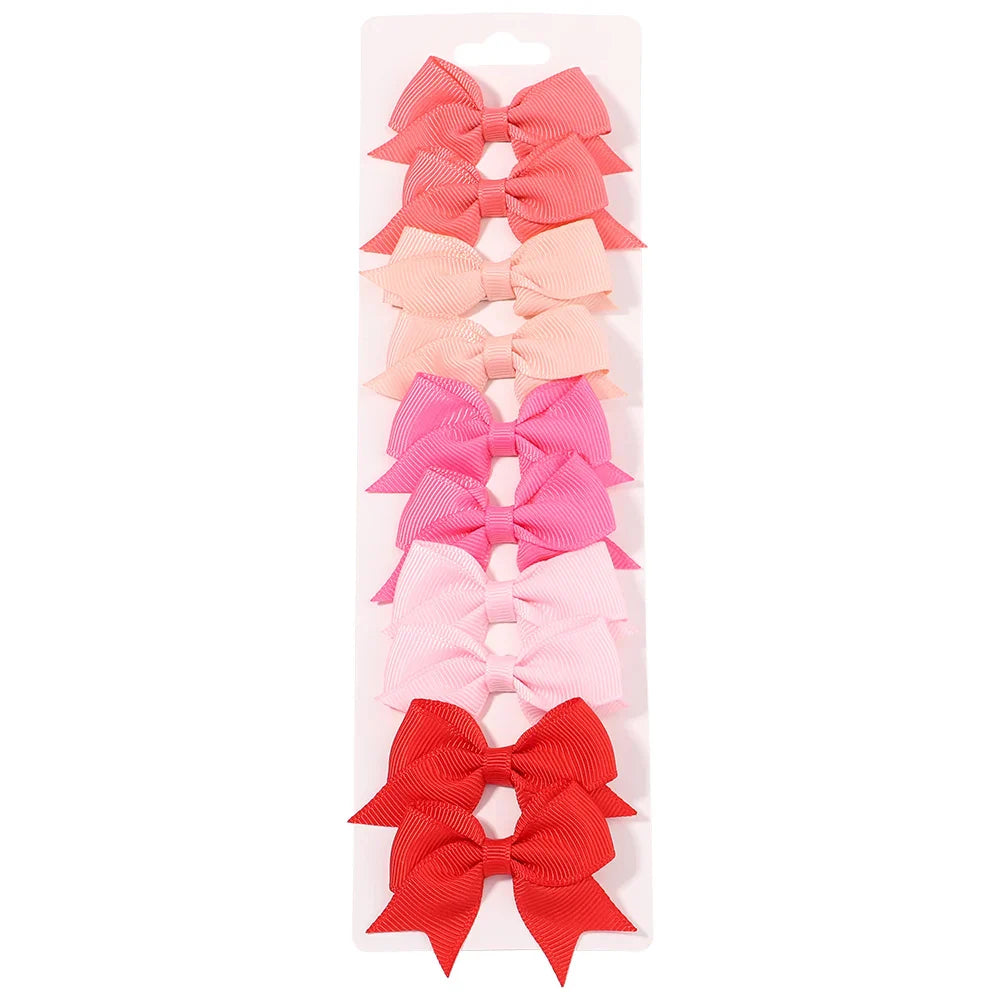 Conjunto 10 Laços de Cabelo Infantil – Presilhas com Fita de Cetim Colorida