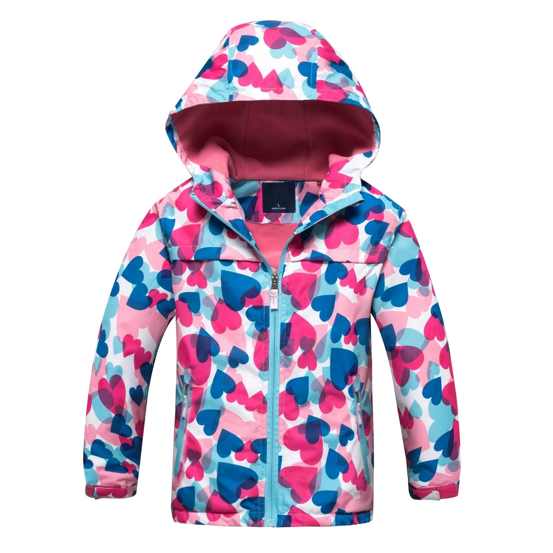 Jaqueta Infantil Impermeável Forrada em Fleece – Corta-Vento de Primavera e Outono para Meninas