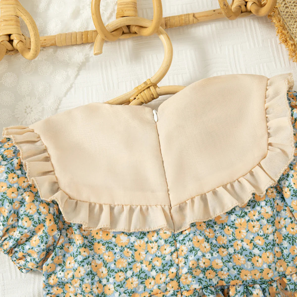 Vestido Infantil de Verão com Gola Boneca e Laço – Estilo Princesa Coreano