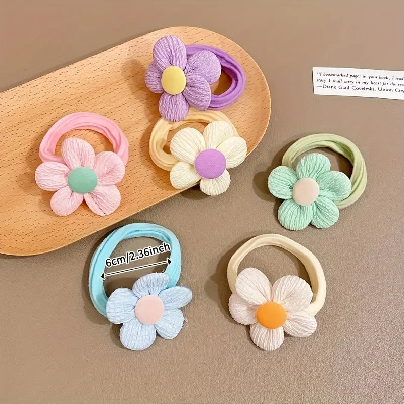 Kit com 12 Elásticos de Cabelo Femininos – Laços Florais Estilo Princesa