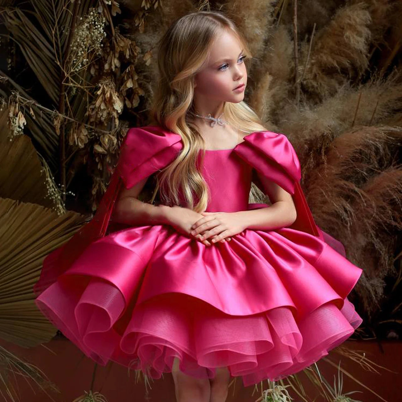 Vestido Princesa Infantil Rosa com Laço – Festa & Cerimónia