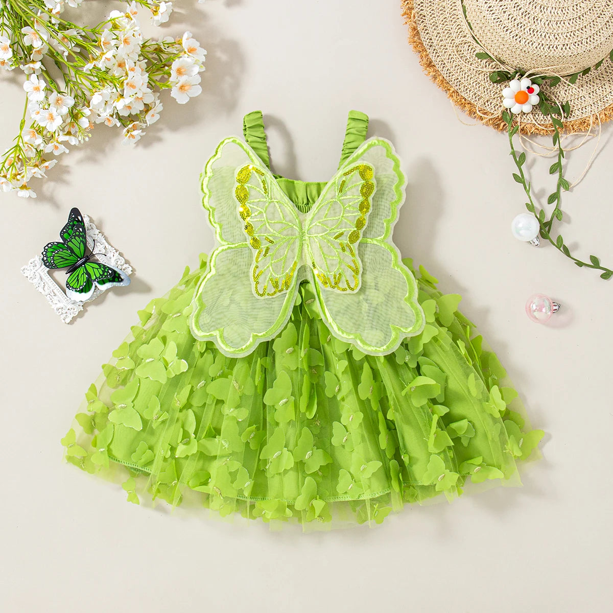 Vestido Princesa Bebê com Asas de Borboleta