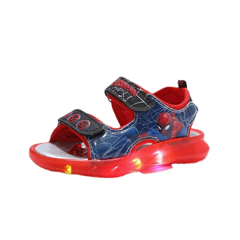 Sandália Infantil Homem-Aranha com LED – Sandália Iluminada Antiderrapante para Meninos