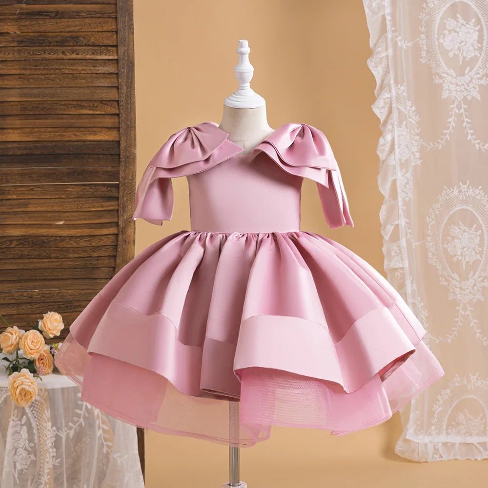 Vestido Princesa Infantil Rosa com Laço – Festa & Cerimónia