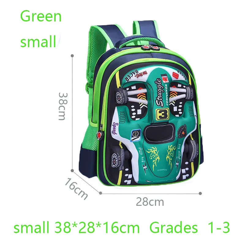 Mochila Infantil 3D Carro Impermeável – Leve e Resistente