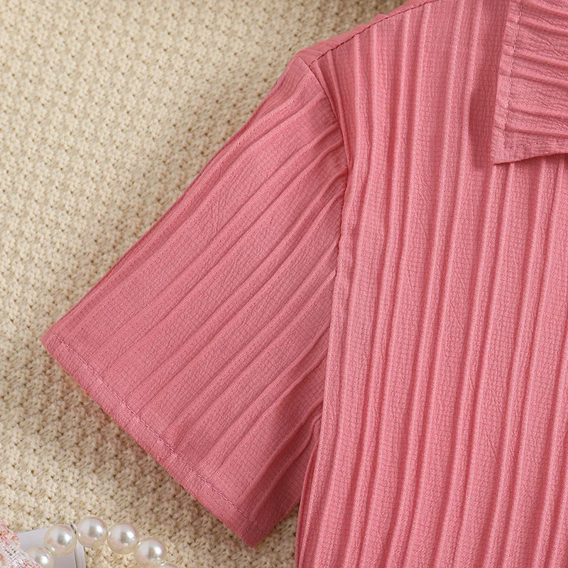 Conjunto Infantil Feminino Rosa Canelado – Estilo e Conforto para o Dia a Dia