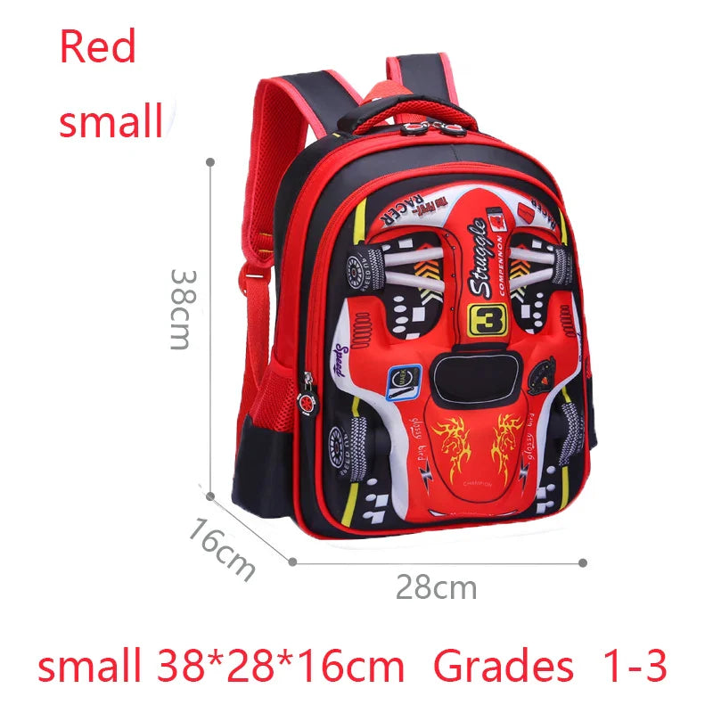 Mochila Infantil 3D Carro Impermeável – Leve e Resistente