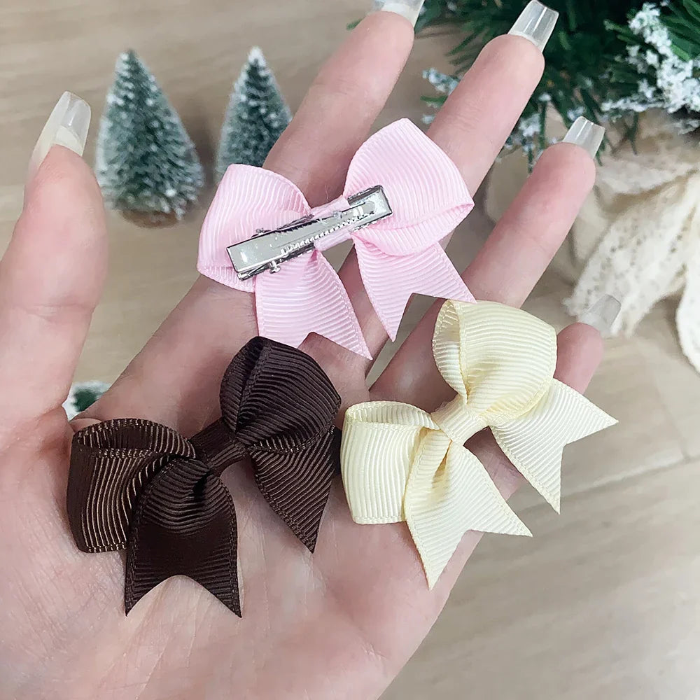 Conjunto 10 Laços de Cabelo Infantil – Presilhas com Fita de Cetim Colorida