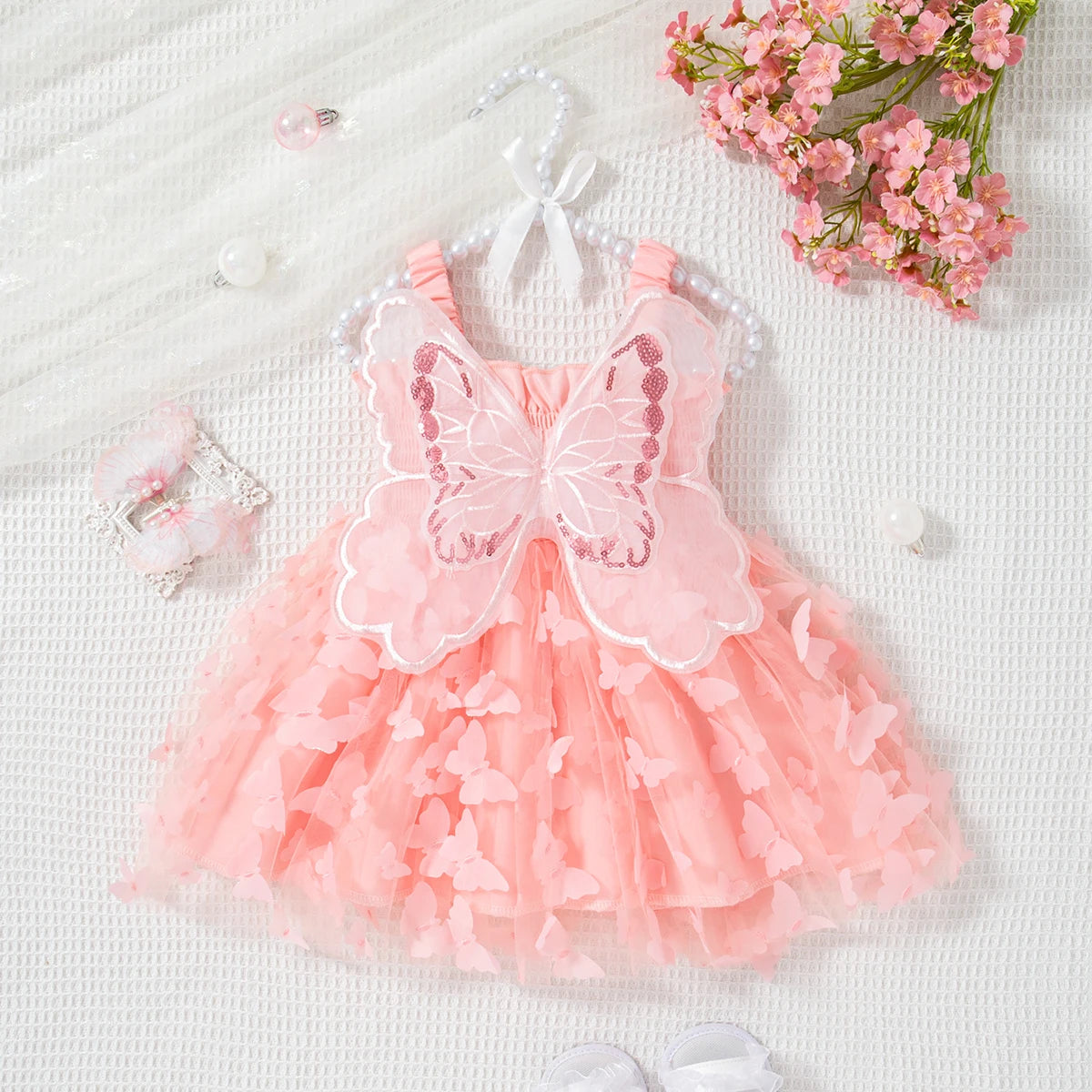 Vestido Princesa Bebê com Asas de Borboleta