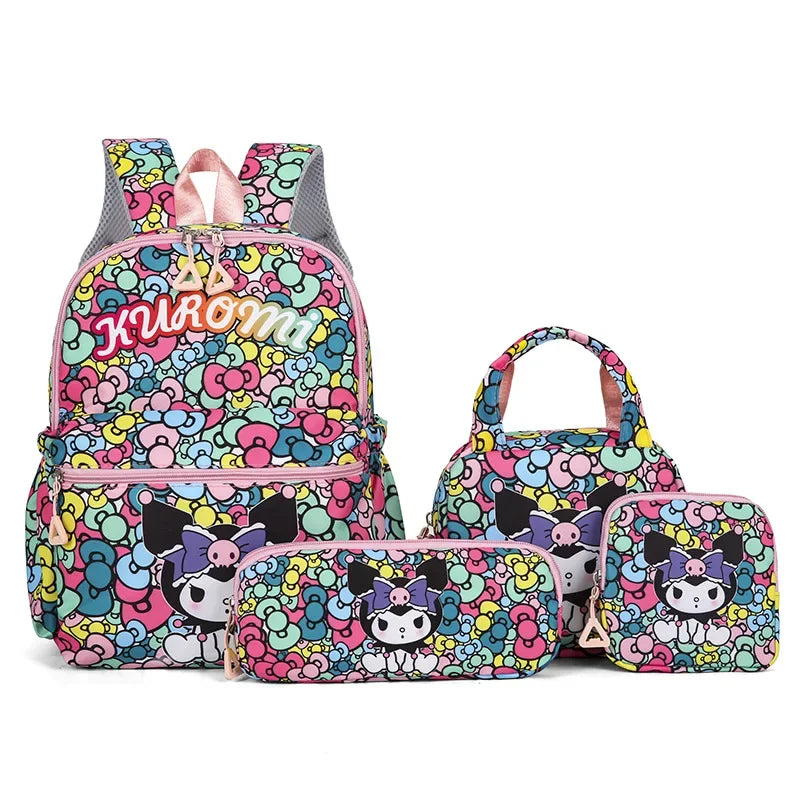 Kit Mochila Hello Kitty 4 Peças – Mochila Escolar, Lancheira, Estojo e Carteira