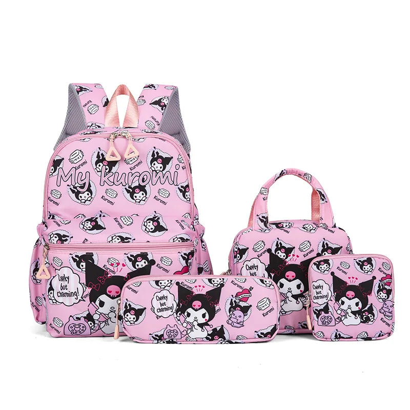Kit Mochila Hello Kitty 4 Peças – Mochila Escolar, Lancheira, Estojo e Carteira