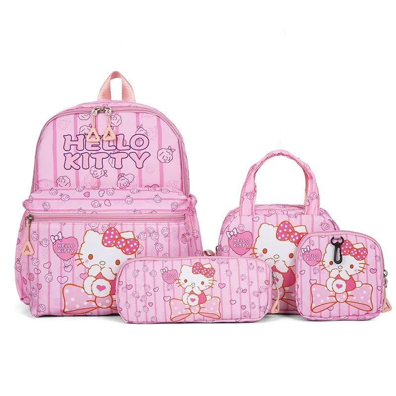Kit Mochila Hello Kitty 4 Peças – Mochila Escolar, Lancheira, Estojo e Carteira
