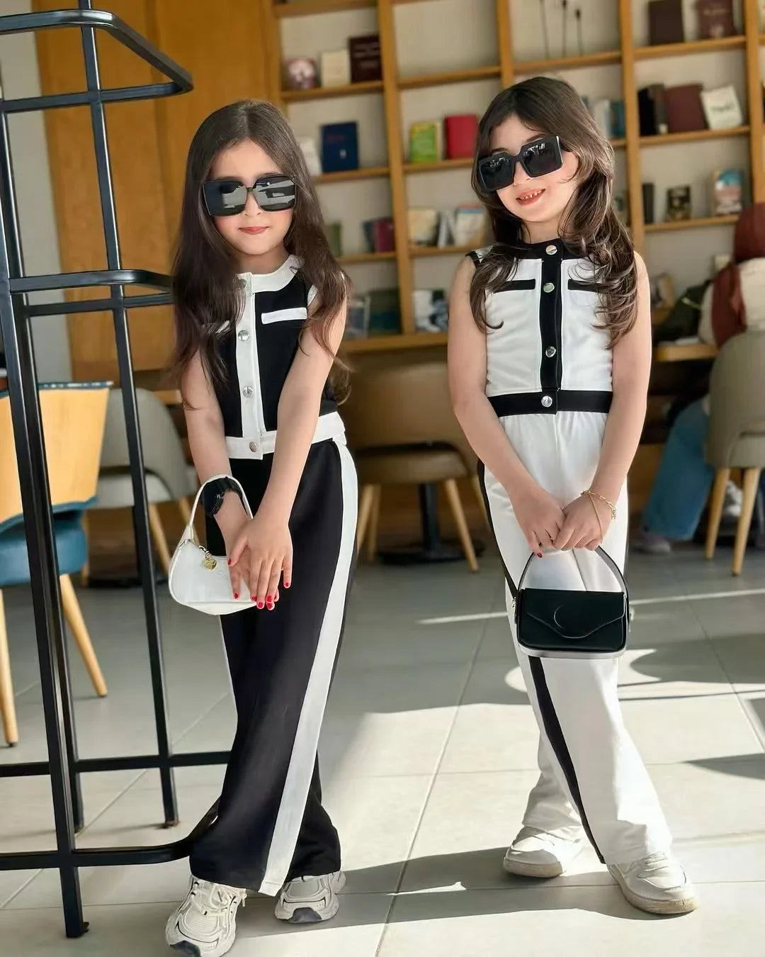 Macacão Infantil Feminino Fashion Preto e Branco – Estilo Moderno para Pequenas Cheias de Atitude