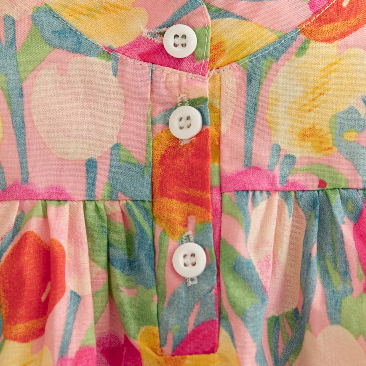 Vestido Infantil de Verão Sem Manga com Estampa Floral – Babados e Gola Alta