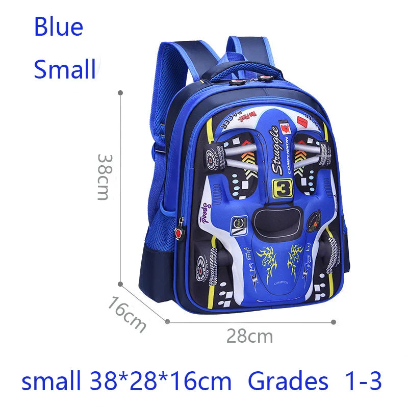 Mochila Infantil 3D Carro Impermeável – Leve e Resistente