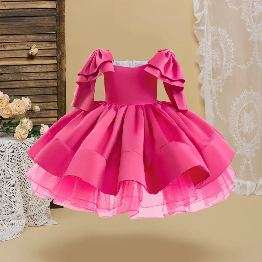 Vestido Princesa Infantil Rosa com Laço – Festa & Cerimónia