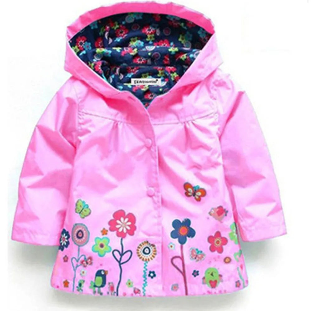 Capa de Chuva Infantil com Capuz – Jaqueta Impermeável Estampada para Meninas e Meninos