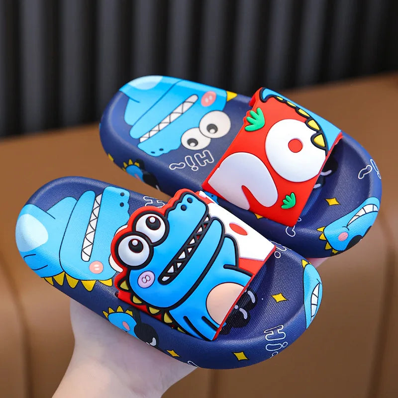 Chinelo Infantil Dinossauro Azul – Sandália Slide Confortável e Antiderrapante para Meninos e Meninas