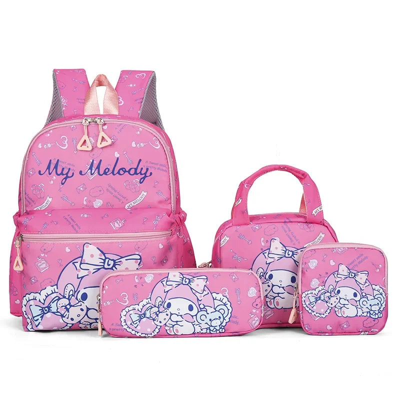 Kit Mochila Hello Kitty 4 Peças – Mochila Escolar, Lancheira, Estojo e Carteira