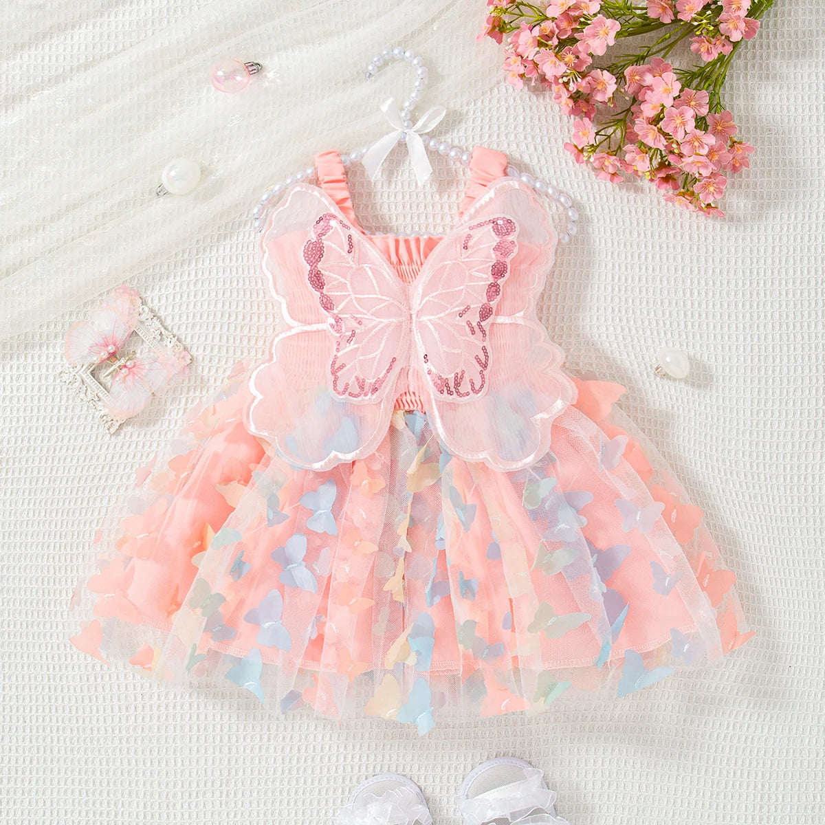 Vestido Princesa Bebê com Asas de Borboleta